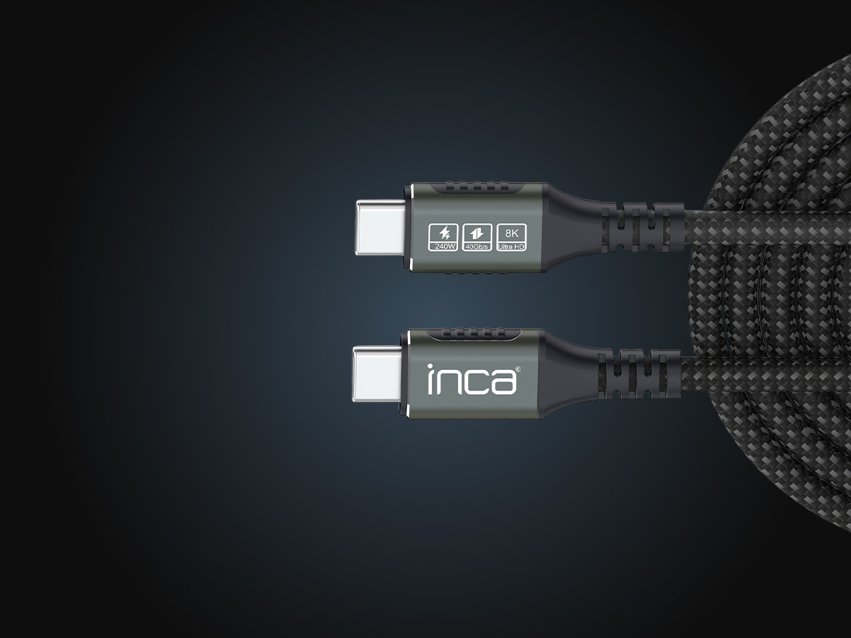 INCA ITCT-40 USB-C Kabel USB4 40 Gbit/s 240 W 8K 0,8 m Schwarz