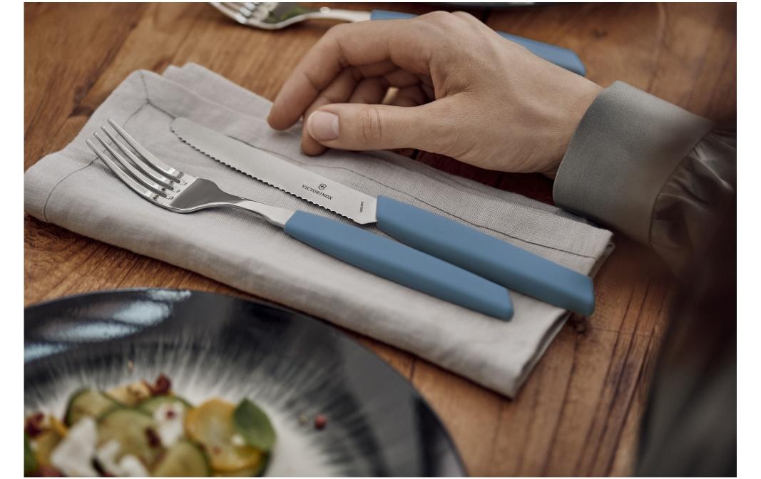 Victorinox Swiss Modern Besteckset 24-teilig Edelstahl Blau