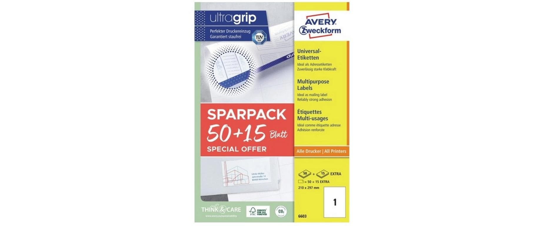 Avery Zweckform 6603 Universal-Etiketten A4 210 x 297 mm Weiß