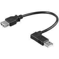 Wentronic Goobay USB 2.0 Hi-Speed Verlängerungskabel, Schwarz, 0.3 m - USB 2.0-Buchse (Typ A) > USB 2.0-Stecker (Typ A) 90° (95705)