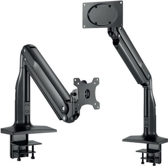 HAGOR HA - Befestigungskit (VESA-Montageadapter, 100 mm bis 200 mm, ein Arm mit Gasdruckfeder) - für LCD-Display - Aluminium - Schwarz - Bildschirmgröße: 43-109 cm (17-43) - Klemmmontage, Schraubhalterung (8702)