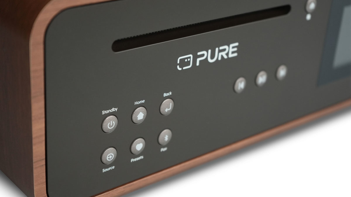 Pure Classic Stereo HiFi-Audiosystem 100W DAB+ Bluetooth WLAN CD Coffee Black, Nußbaum