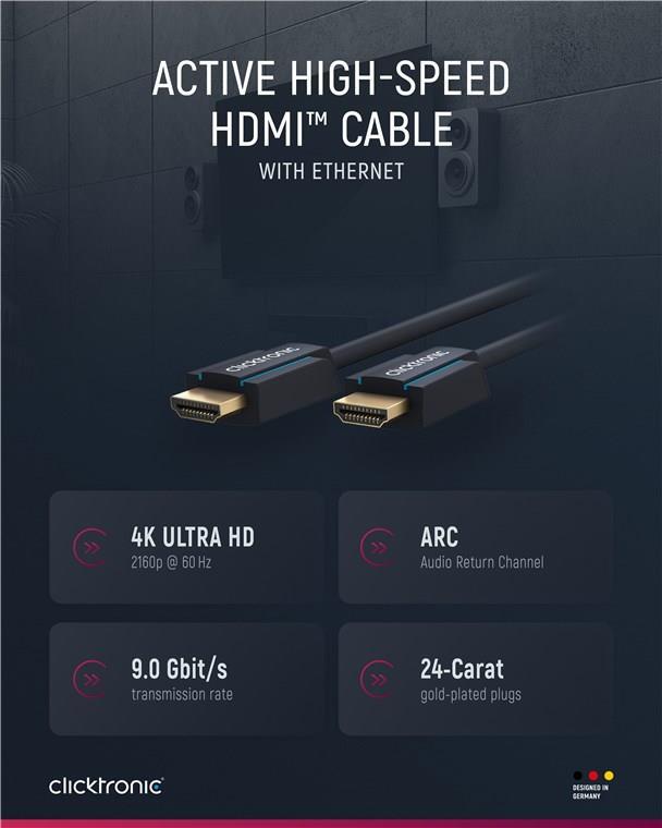 ClickTronic 39085 HDMI-Kabel 20 m HDMI Typ A (Standard) Schwarz (39085)