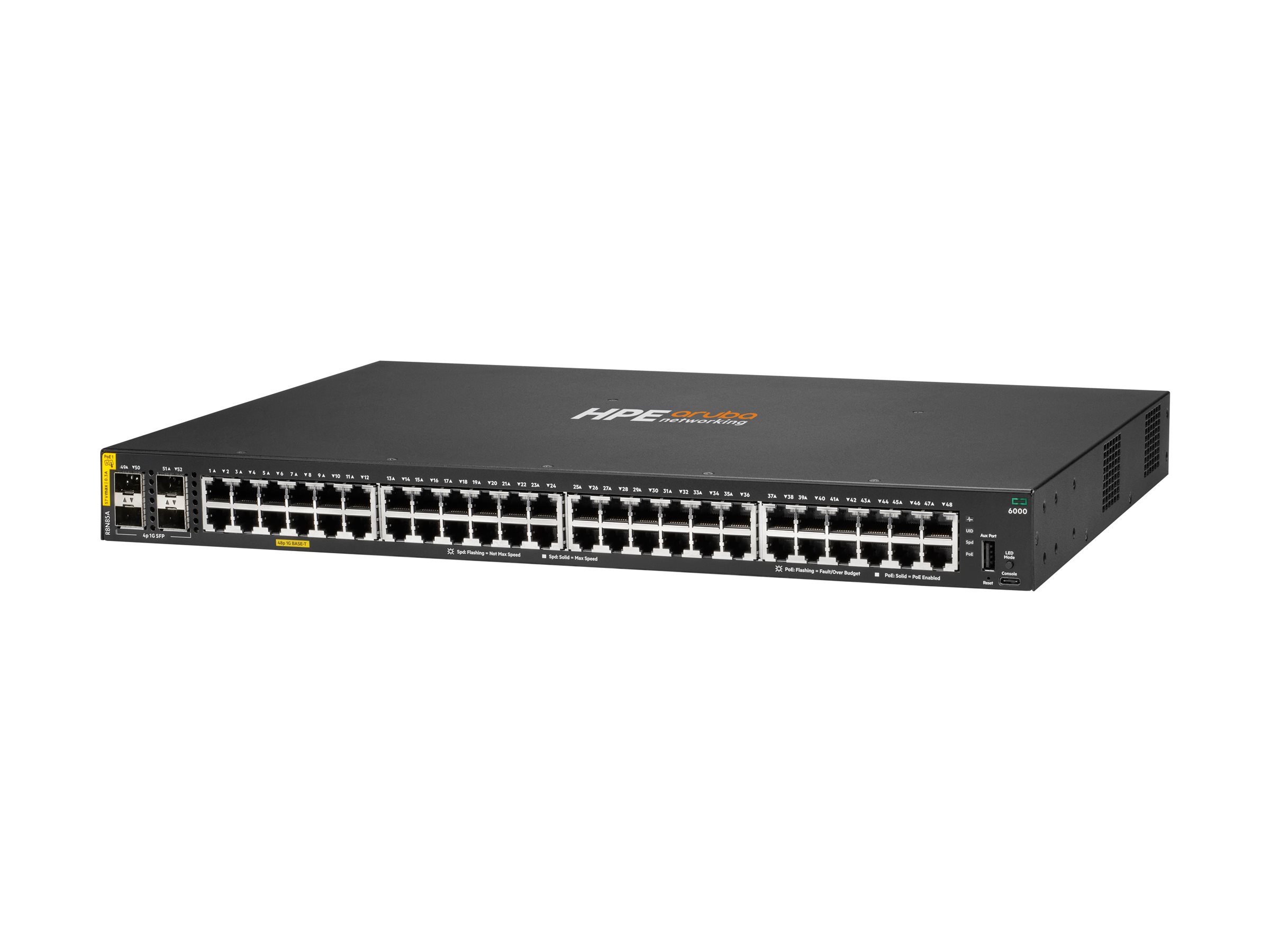 HPE Aruba CX 6000 48G Class4 PoE 4SFP 370W Managed Switch Schwarz
