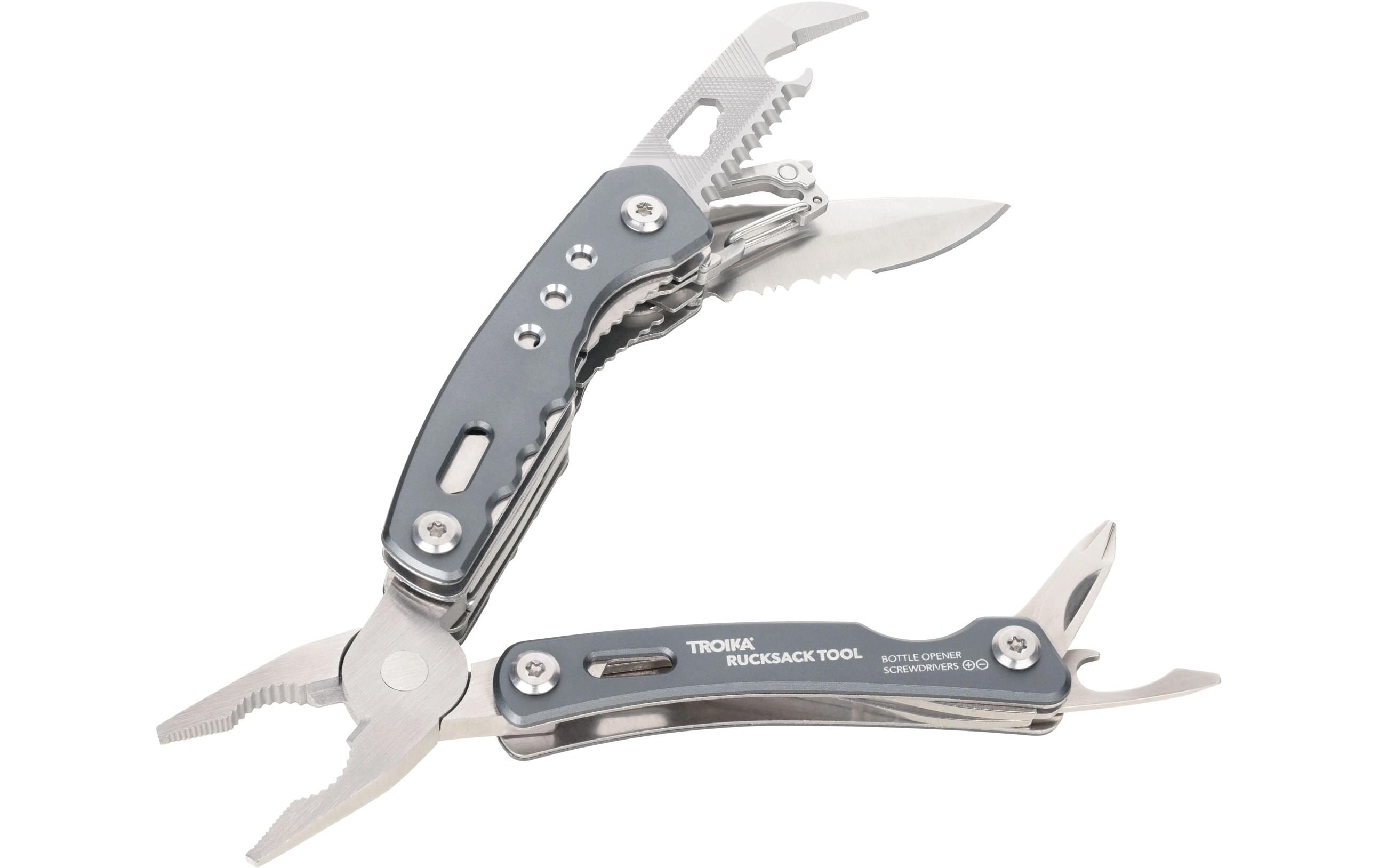 Troika Taschenmesser Rucksack Tool mit 15 Funktionen Grau