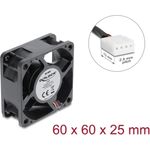 Delock Axiallüfter 48 V DC, 60 x 60 x 25 mm mit 4 Pin PWM Lüfteranschluss schwarz (67450)