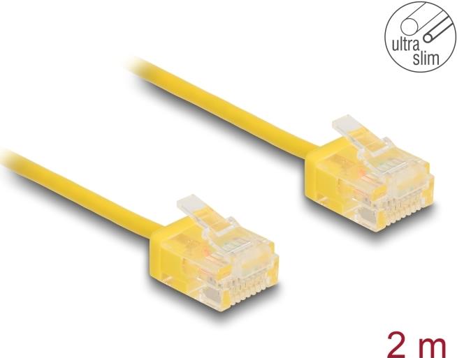 Delock RJ45 Netzwerkkabel Cat.6 UTP Ultra Slim 2 m gelb mit kurzen Steckern (80912)