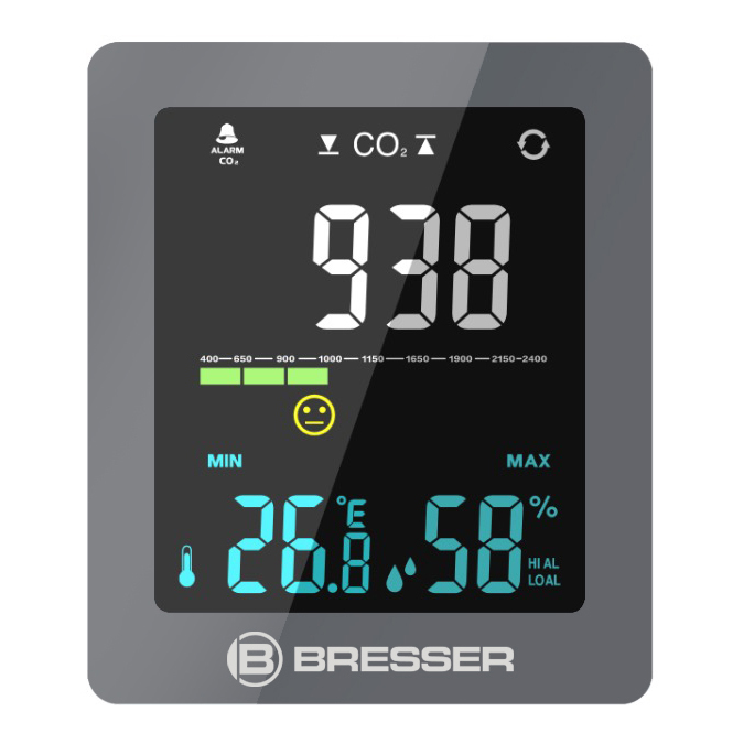 Bresser Smile Thermo-Hygro-CO2-Messgerät Grau