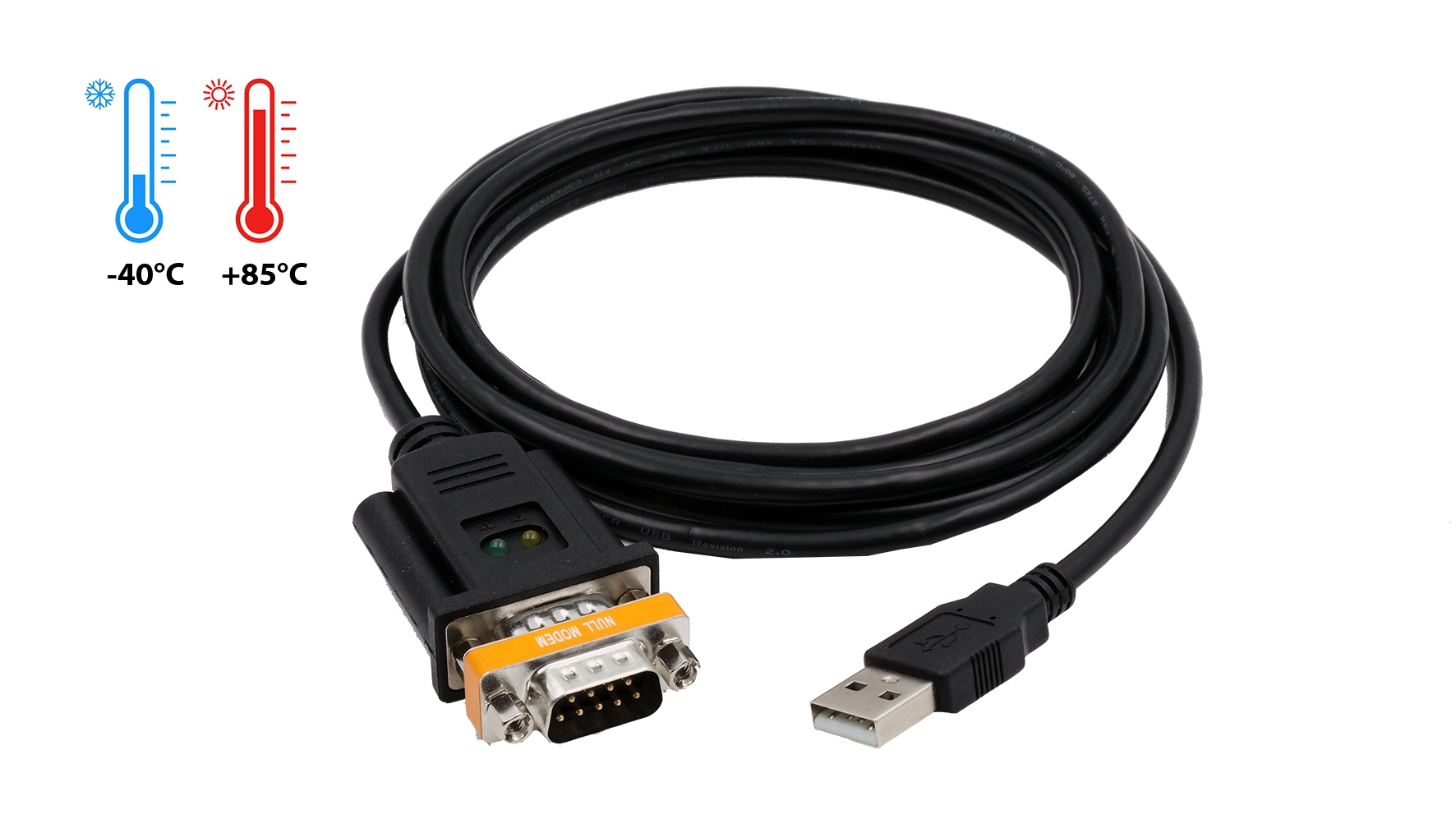 EXSYS EX-1311-2T USB-zu-RS-232 Kabeladapter USB Type A 2.0 2,5 m Schwarz