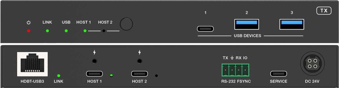 VivoLink USB3.2 Gen 1 Extender 100m with Dual USB-C in & Video - USB 3.0 (VLUSBCEXT2X2)