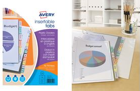 AVERY Intercalaires double pochette, 6 touches, PP transparent, dimensions: A4+, touches couleurs assorties, - 1 Stück (05621501)