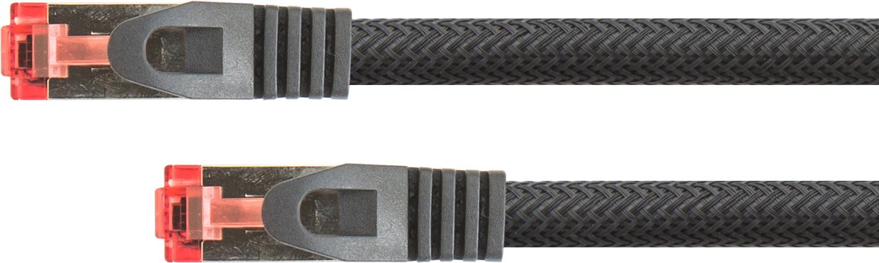 RNS® Patchkabel mit Rastnasenschutz und Nylongeflecht, Cat. 6, S/FTP, PiMF, PVC, 250MHz, OFC, schwarz, 15m, PYTHON® Series (8063PY-150S)