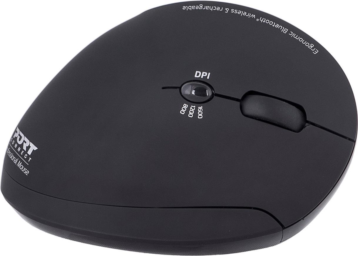 Port Designs PORT Connect Professional Vertikale Maus 2.4 GHz Bluetooth Schwarz