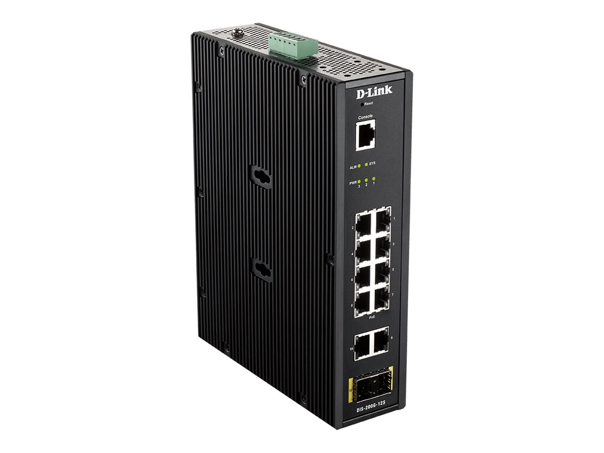 D-Link DIS-200G-12S Managed Industrie Switch, 12 Ports, Gigabit Ethernet, Schwarz