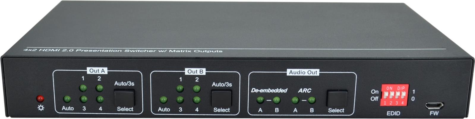 VIVOLINK HDMI 2.0 4x2, Matrix switcher (VLHDMIMAT4X2RS)