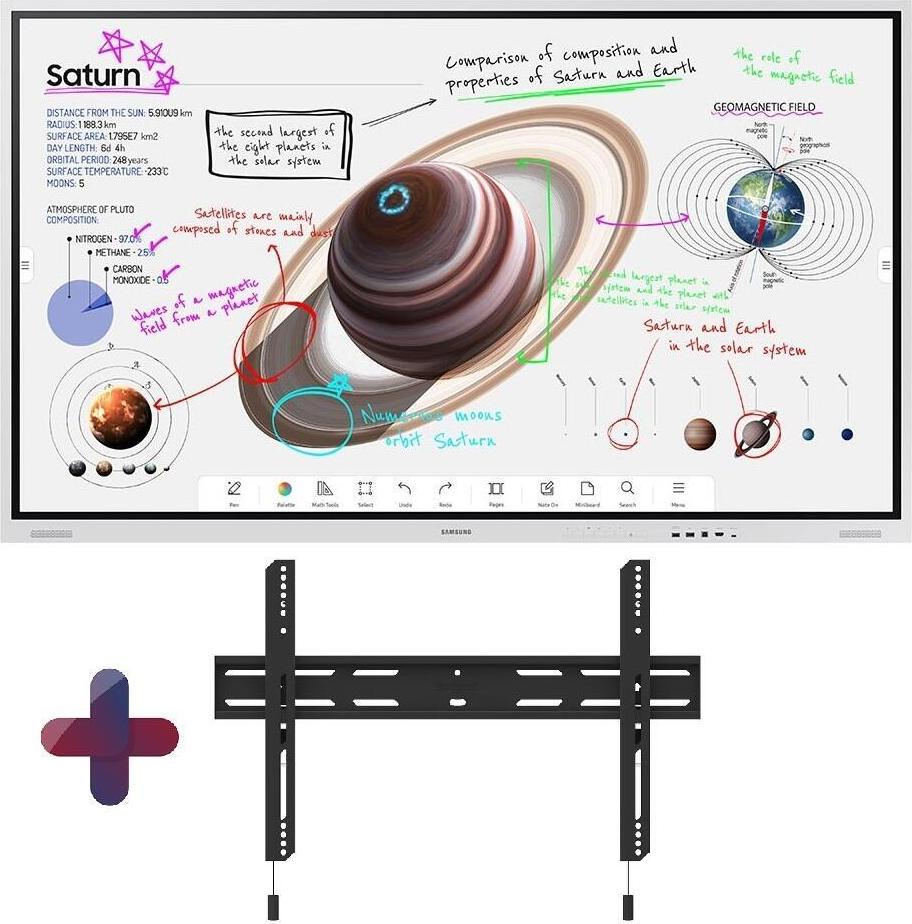Samsung Flip Pro WM75B Flipchart 190,5 cm 75 Zoll inkl. Neomounts LEVEL-850 WL30S-850BL16 Wandhalterung (LH75WMBWLGCXEN+WL30S-850BL16)