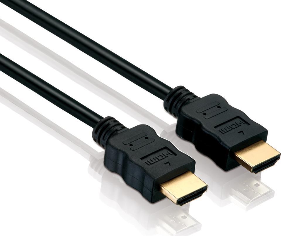 Helos High Speed HDMI Kabel mit Ethernet 0,50m High Speed HDMI Kabel mit Ethernet Kanal (HEAC) und vergoldeten Kontakten. HDMI A Stecker (19pol) auf HDMI A Stecker (19pol). Zweifache Abschirmung. Länge: 0,50m (X-HC000-005E)
