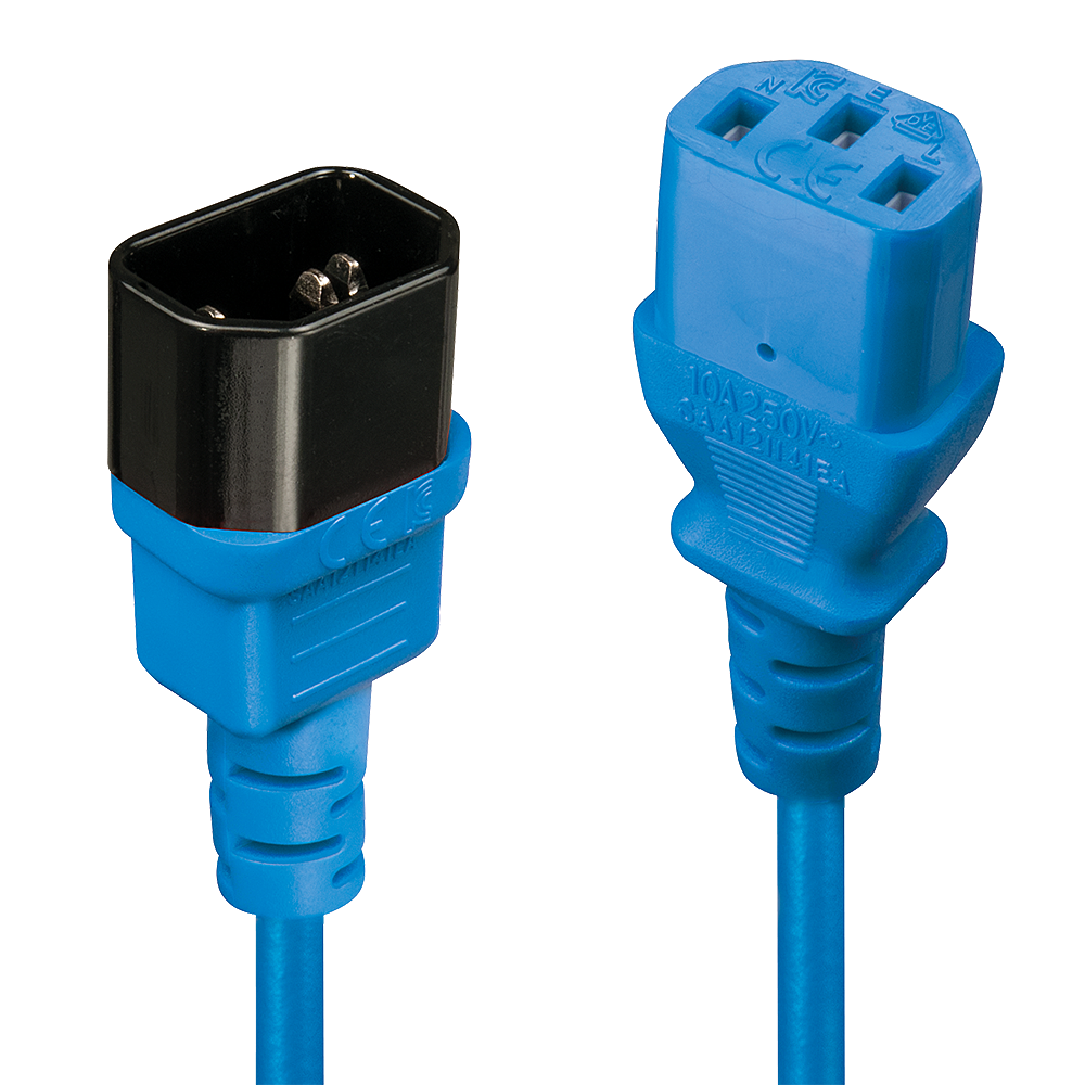 Lindy Stromverlängerungskabel IEC C13 an C14 1 m Blau