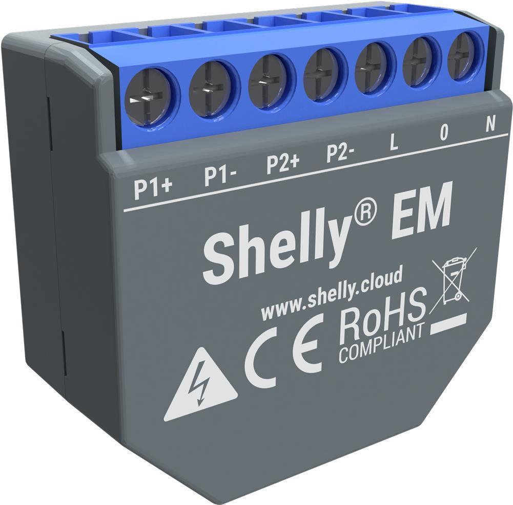 SHELLY EM - Relais - WLAN Stromzähler - Ohne Klemmen - Messfunktion bis 2x 120A