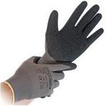 HYGOSTAR Arbeitshandschuh Skill, grau/schwarz, S aus Nylon-Feinstrick, mit Strickbund, schrumpfgeraute 1/4 - 12 Stück (33986)
