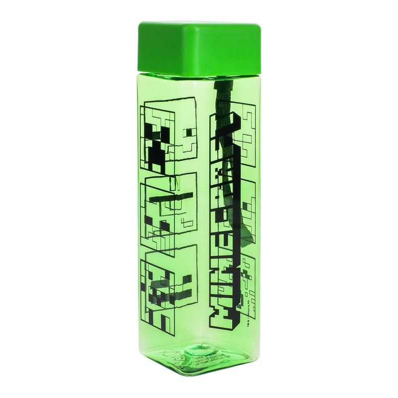 Paladone Minecraft Shaped Water Bottle 500 ml Schraubdeckel Schwarz, Grün