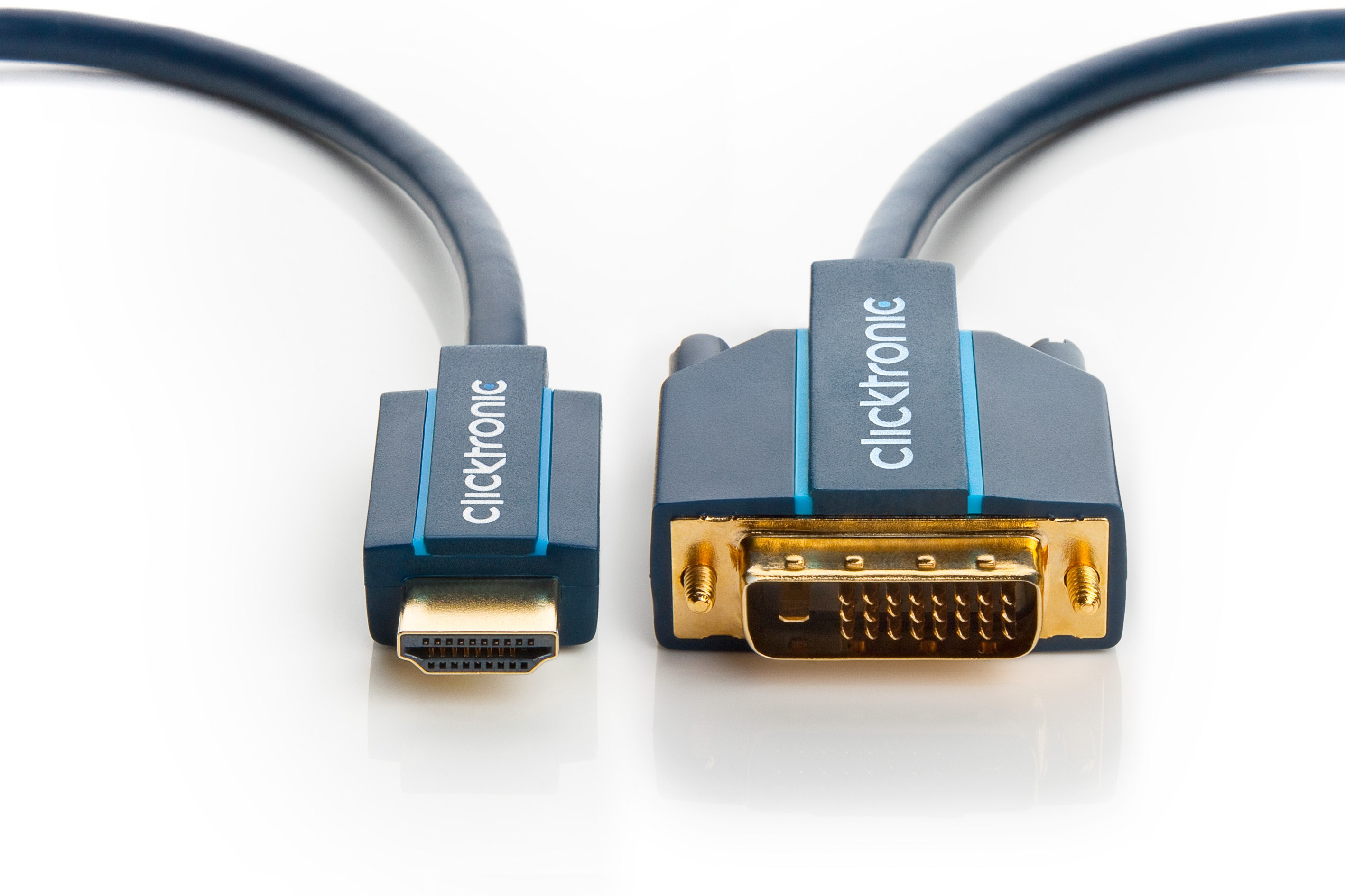 ClickTronic Casual Series Adapterkabel HDMI A auf DVI-D (24+1) Stecker 3 m Blau