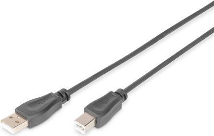 DIGITUS USB 2.0 Kabel, USB A Stecker - USB B Stecker, 3.0 m UL 2725, doppelte Schirmung, Haube vergossen (DB-300105-030-S)