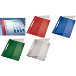 LEITZ Schnellhefter Exquisit, DIN A4 Überbreite, PVC, grau PVC-Hartfolie, Vorderdeckel transparent, mit Beschriftungs- (4194-00-85)