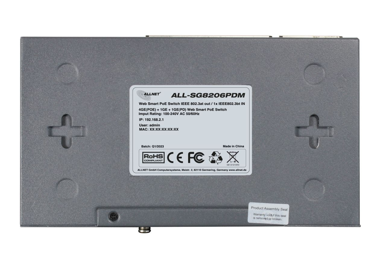 ALLNET ALL-SG8206PDM Managed Gigabit Switch 6 Port 95W PoE Schwarz