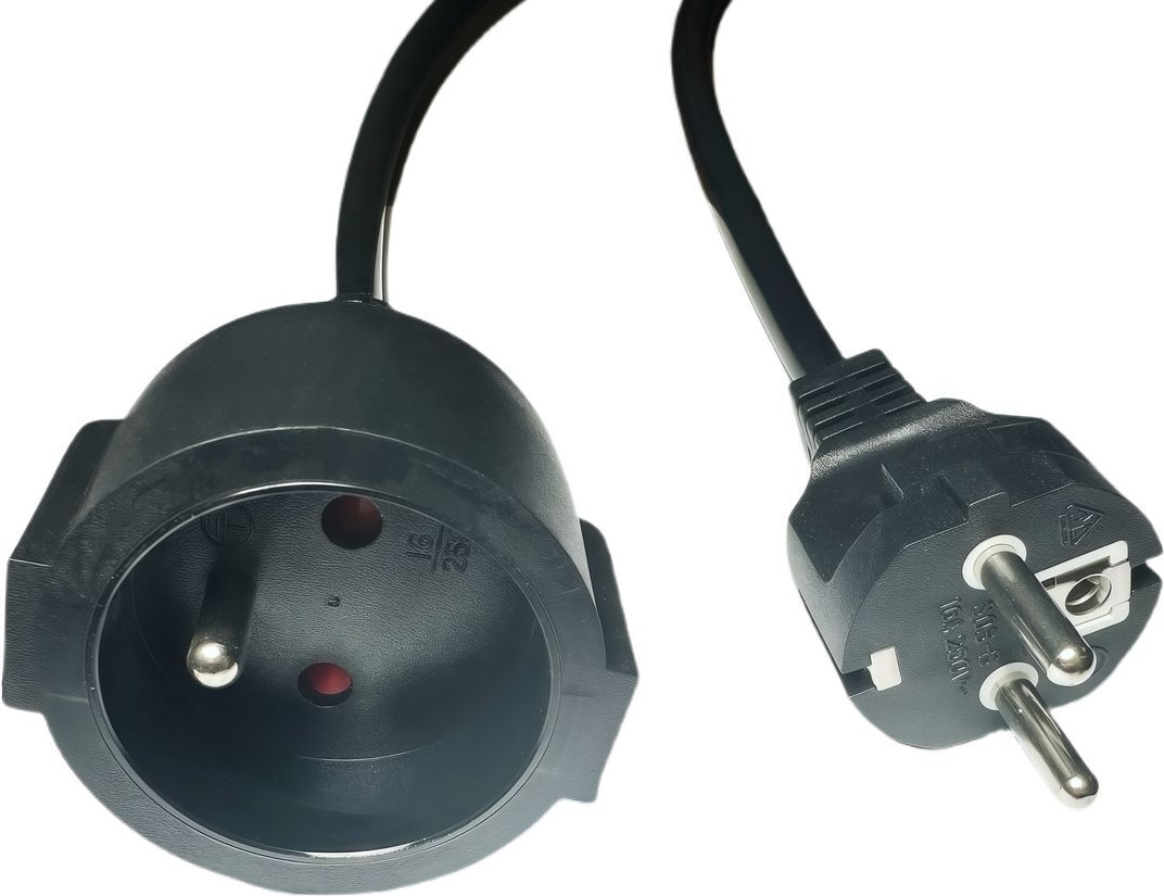 MicroConnect Power Extension Cord EU to French Type E 3m Black (MC-PE0300FRB)