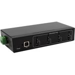 EXSYS GmbH 4 Port USB 2.0 Metall-HUB, für Tisch, Wand- und DIN-Rail Montage, 15KV ESD Schutz (EX-11214HMVS)