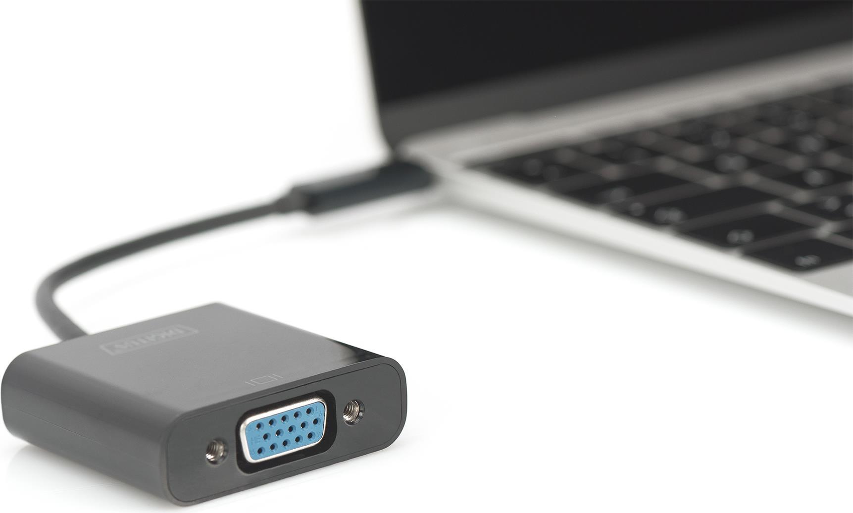 Digitus DA-70853 USB-C auf VGA Adapter Full HD 1080p Schwarz