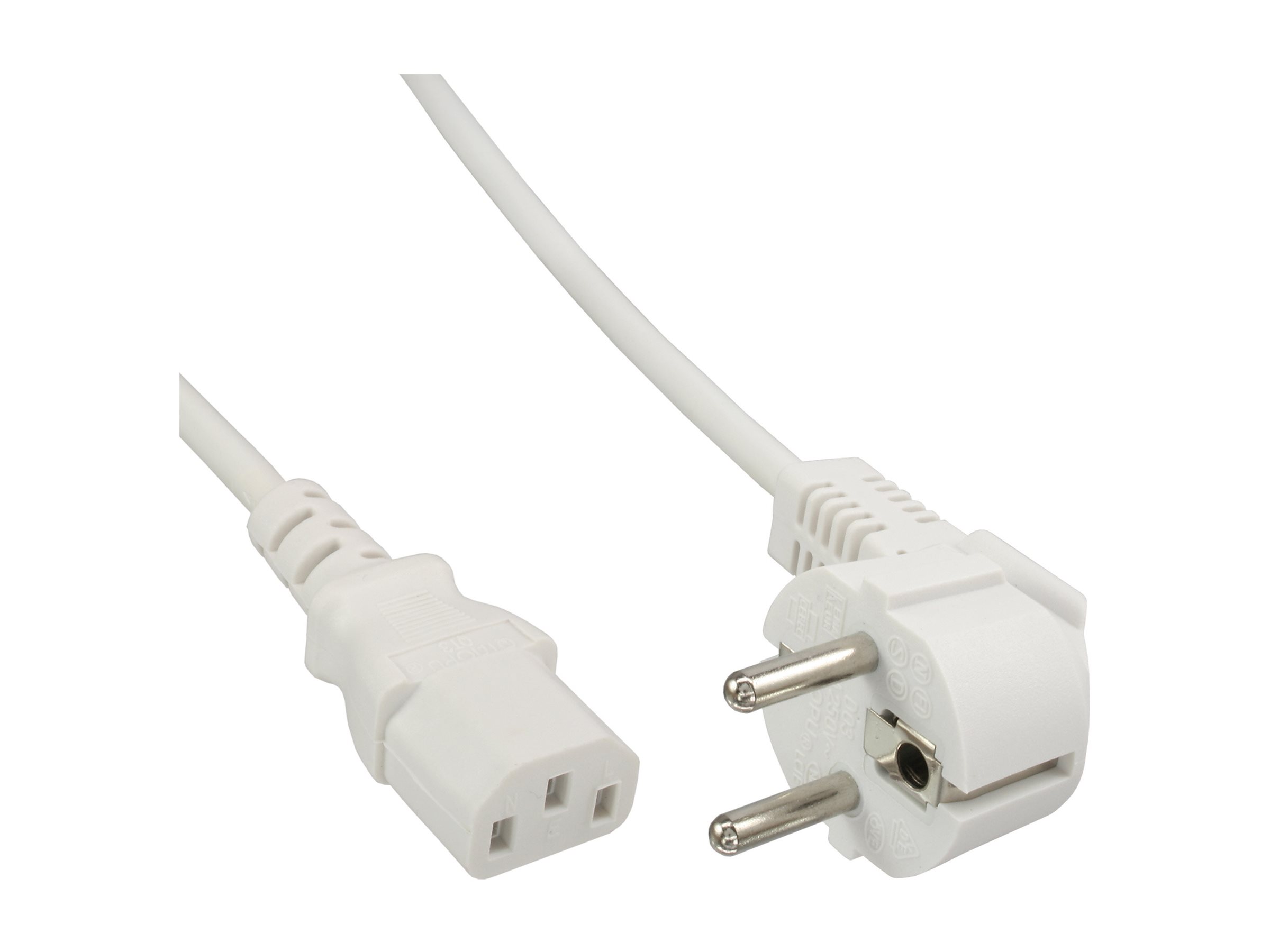 InLine Netzkabel, Schuko gewinkelt auf Kaltgerätestecker C13, 3 m, Weiß