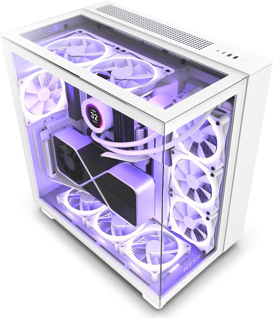 NZXT H9 Elite Midi Tower ATX Gehärtetes Glas USB-C Mattes Weiß