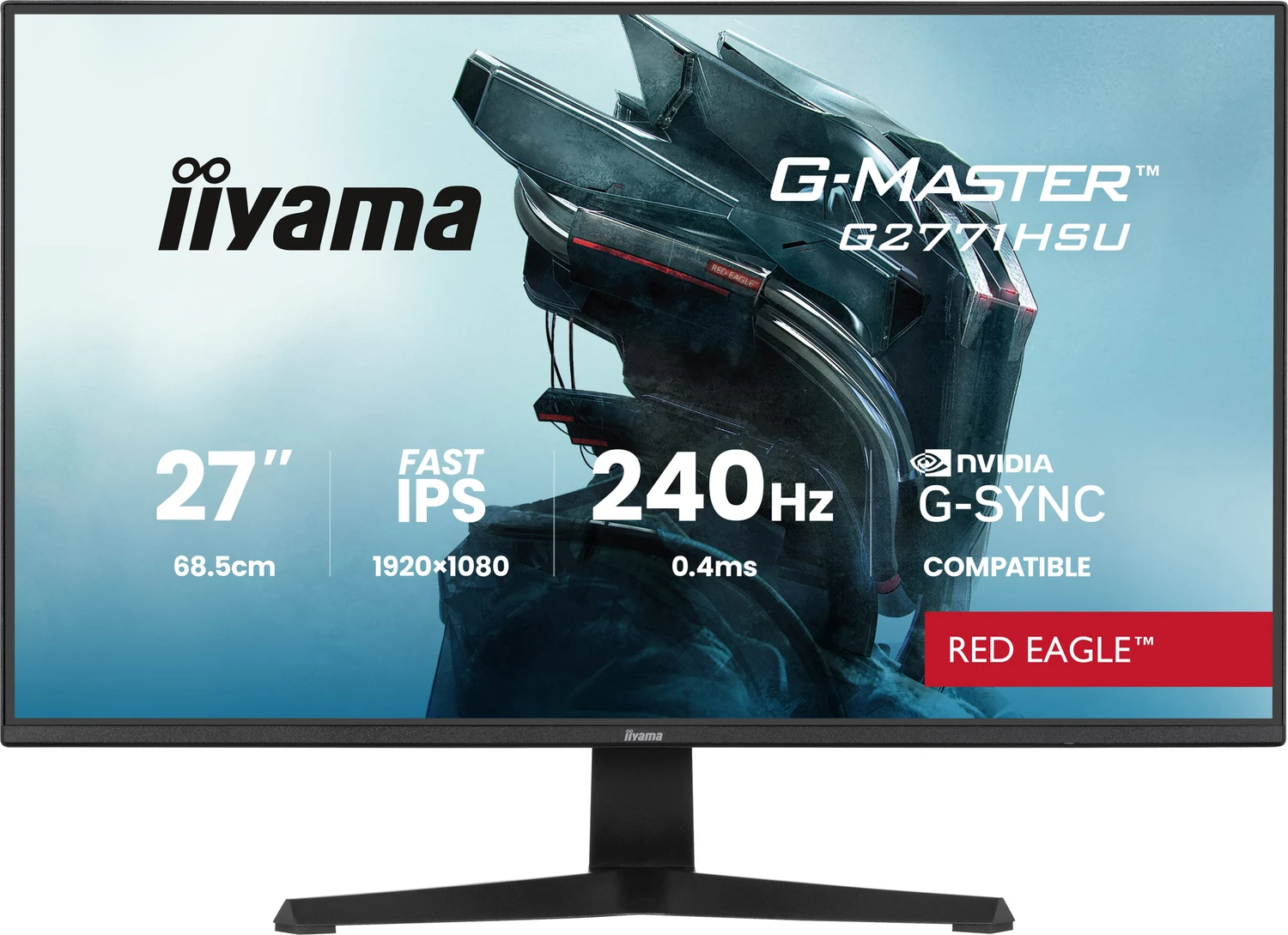 Iiyama G-Master G2771HSU-B1 Red Eagle Gaming-Monitor 68.6 cm (27"), schwarz (matt), FullHD, Fast-IPS, HDMI, DP, G-Sync komp., USB-Hub, 240Hz Panel (G2771HSU-B1)