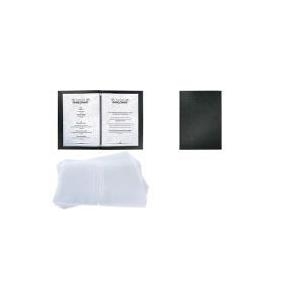 sigel Speisekarten-Mappe, A4, schwarz, Gummi-Bindung, blanko aus Kunststoff, mit 2 transparenten Doppel-Hüllen (SM110)