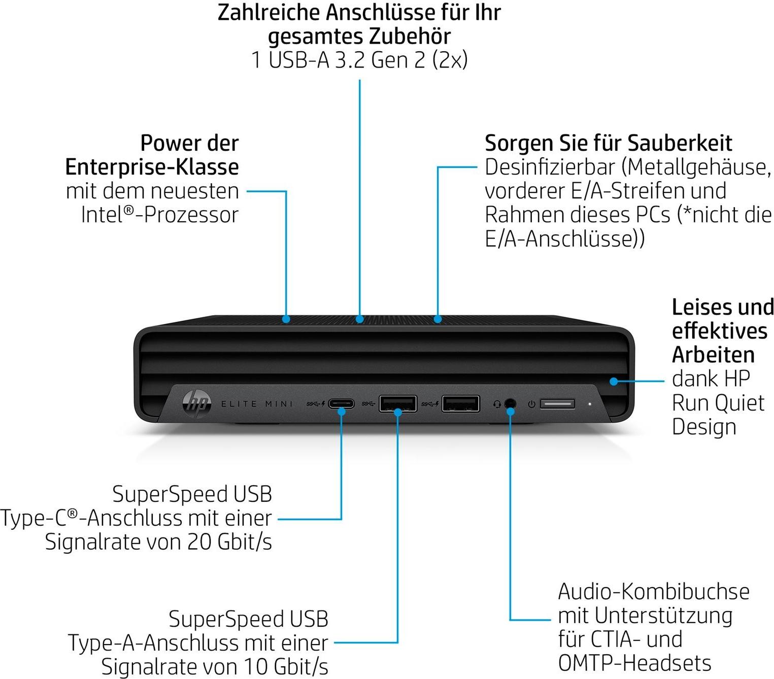 HP Elite Mini 800 G9 Mini-PC Intel Core i5-14500 16 GB RAM 512 GB SSD Schwarz