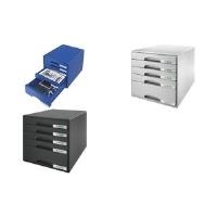 LEITZ Schubladenbox Plus, 5 Schübe, grau für Format DIN A4 Maxi, Schubladen mit Auszugsstopp, - 1 Stück (8211-00-85)