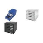 LEITZ Schubladenbox Plus, 5 Schübe, grau für Format DIN A4 Maxi, Schubladen mit Auszugsstopp, - 1 Stück (8211-00-85)