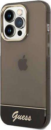 Guess PC/TPU Camera Outline Translucent Case für Apple iPhone 14 Pro - black (GUHCP14LHGCOK)