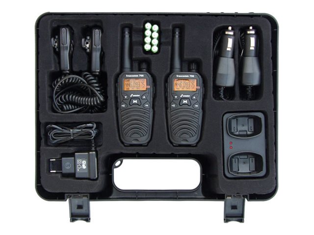 stabo freecomm 700 PMR-Handfunkgerät 2er-Set im Funkkoffer 10 km Reichweite 8 Kanäle Schwarz