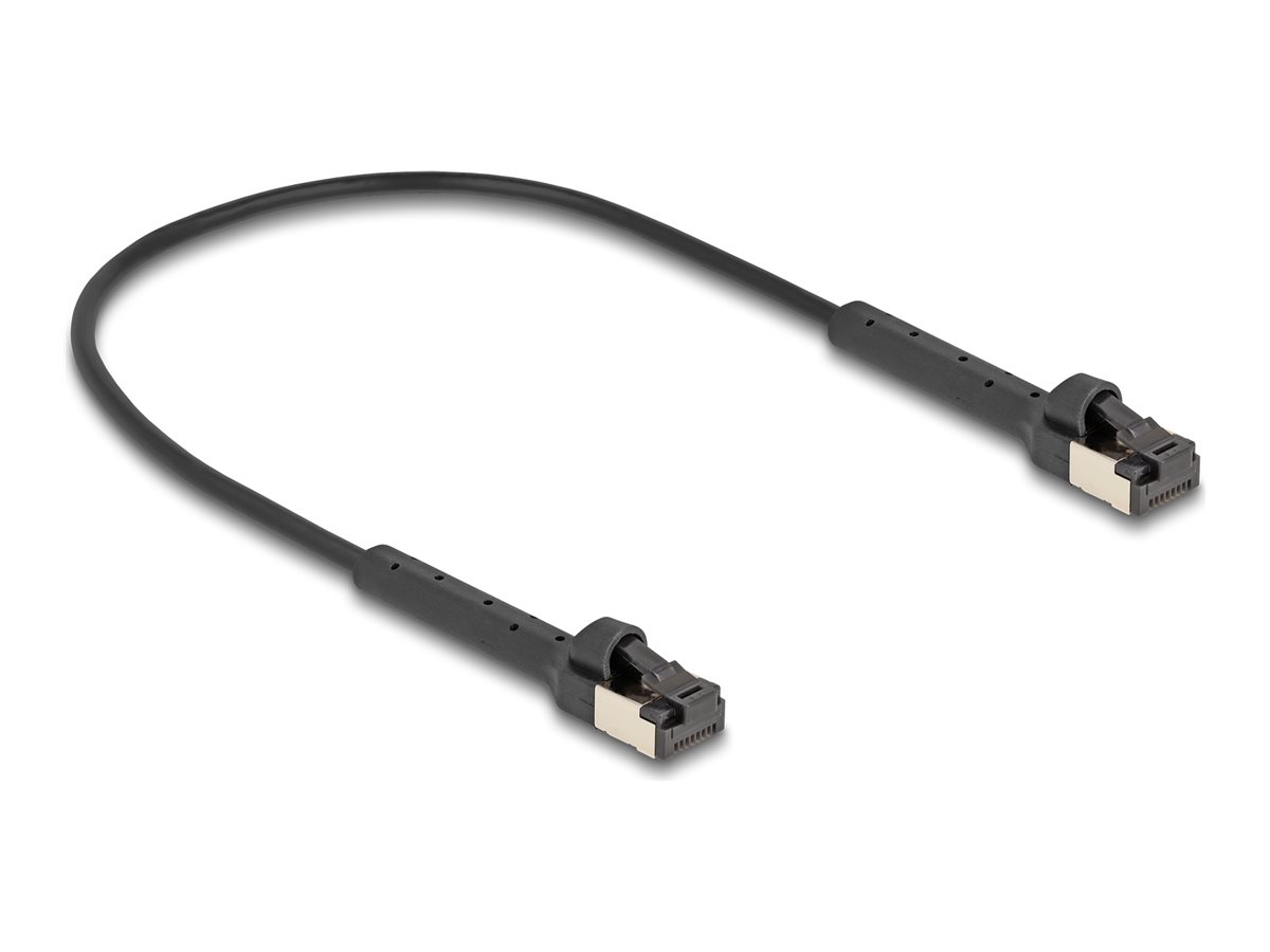 Delock Cat.6A U/FTP RJ45 Slim Netzwerkkabel 0,25 m winkelbar Schwarz