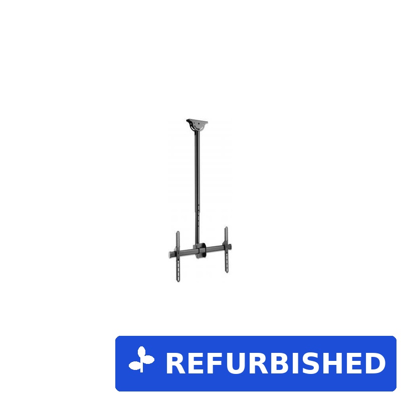 MANHATTAN Höhenverstellbare TV-Deckenhalterung, neig- und schwenkbar Für Bildschirme von 37" bis 70" und bis zu 50 kg, für Decken und Dachschrägen, 360° schwenkbar, 0° bis 25° neigbar, 1060 bis 1560 mm höhenverstellbare Teleskopstange, +/- 3° horizontal justierbar, schwarz (462204) (geöffnet)