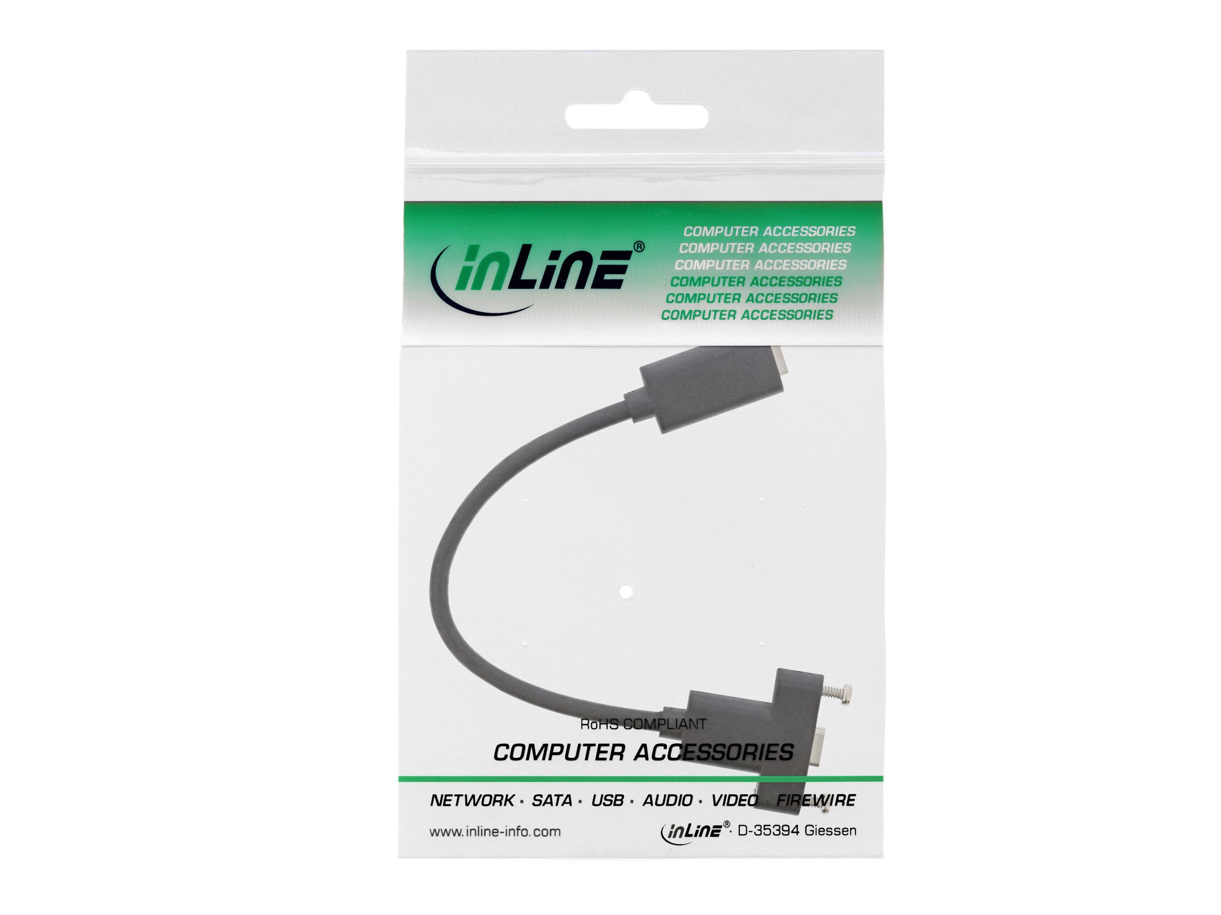 InLine 33441H USB-C Adapterkabel Buchse auf Einbaubuchse 20 cm Schwarz