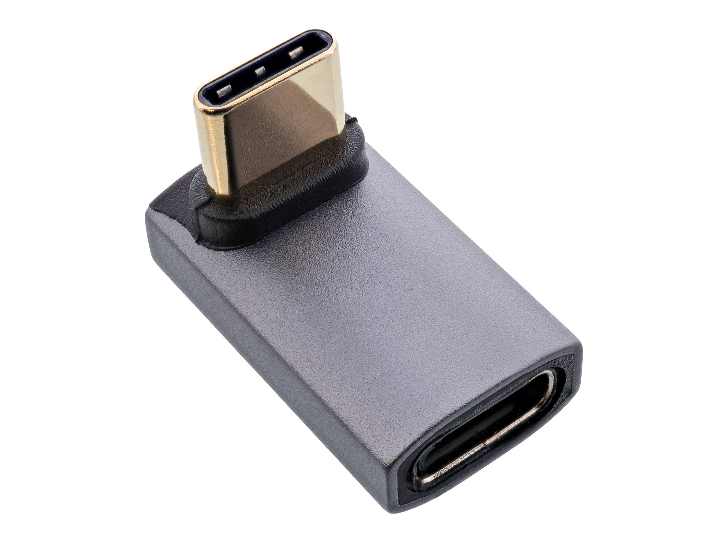 InLine USB4 Adapter USB-C Stecker/Buchse oben/unten gewinkelt 240 W 40 Gbit/s Aluminium Grau