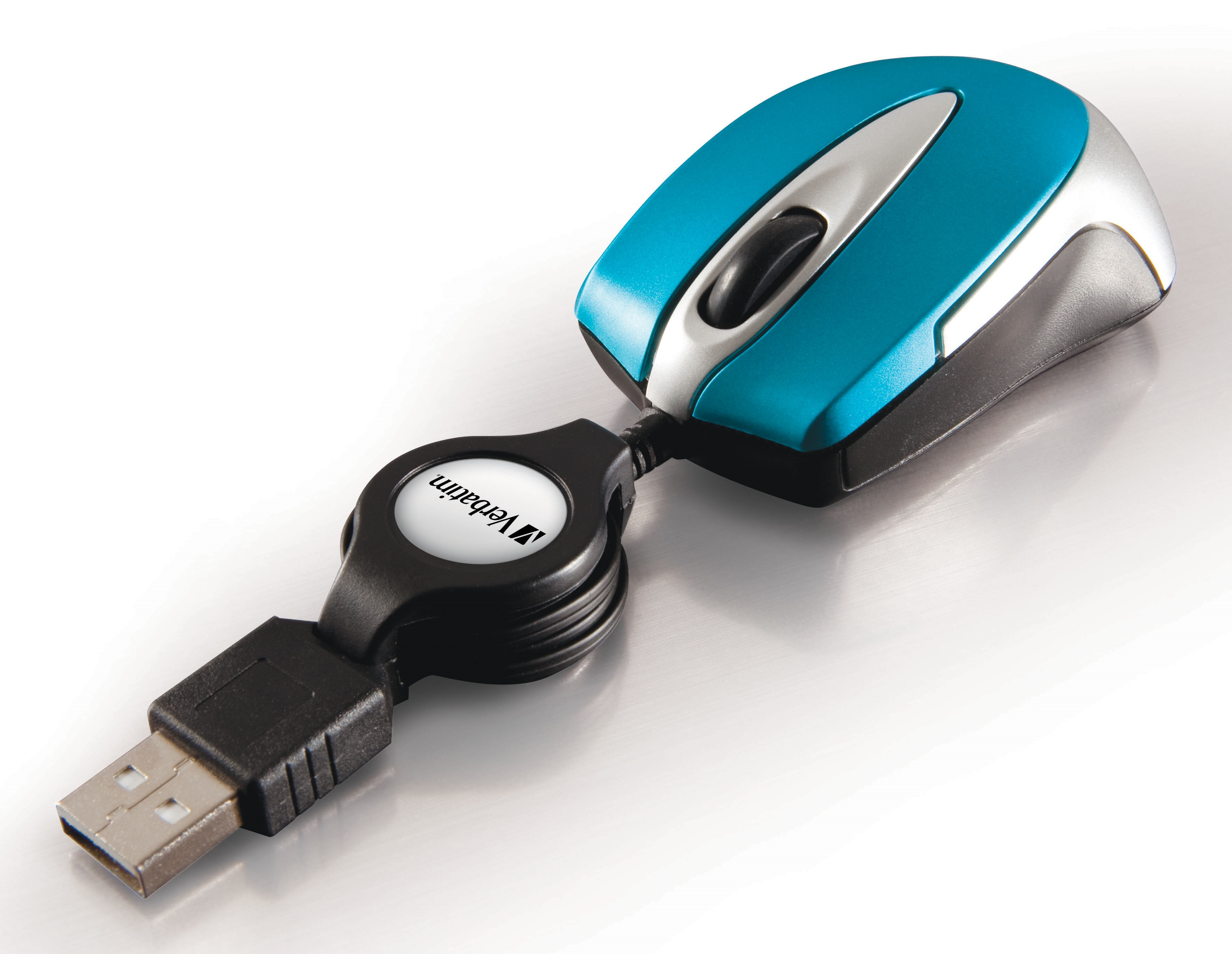 Verbatim Go Mini Optical Travel Mouse USB Maus Caribbean Blue, Silber