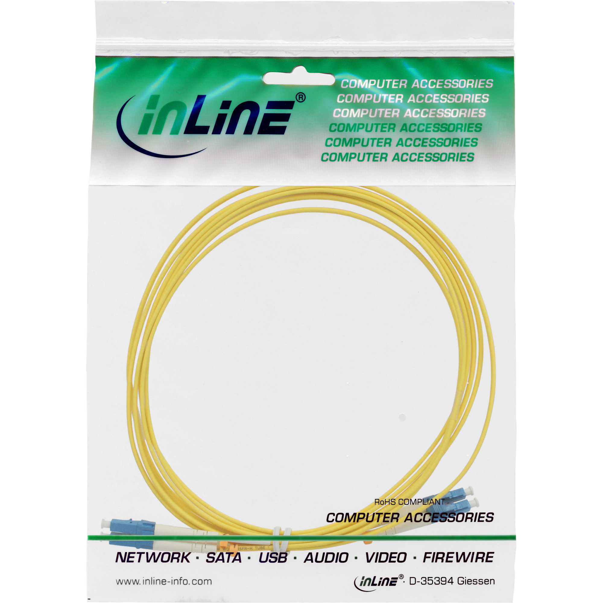 InLine LWL Duplex Patch-Kabel LC/LC OS2 9/125 µm 0,5 m LSZH Gelb