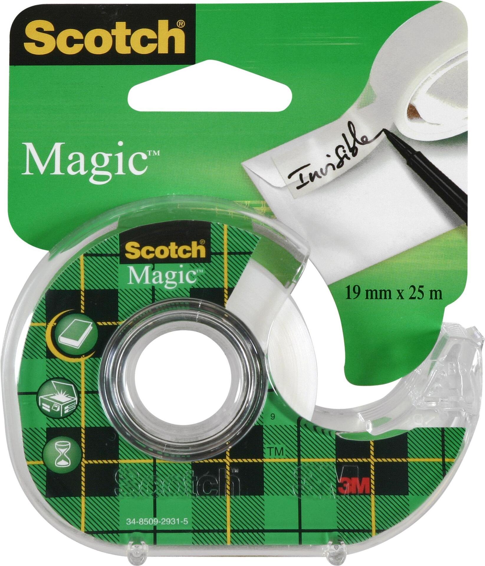 Scotch Klebefilm Magic, unsichtbar, im Handabroller 19 mm x 25 m, Kerndurchmesser: 25 mm - 12 Stück (8-1925D)