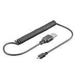 Wentronic Goobay Micro USB Spiral-Kabel, Schwarz, 1 m - Lade- und Synchronisationskabel für Android-Geräte (Schwarz) (62334)