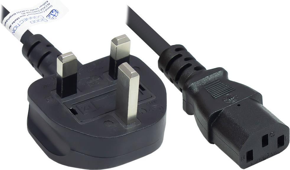 Alcasa P7030-S030 Stromkabel Schwarz 3 m Netzstecker Typ G C13-Koppler (P7030-S030)